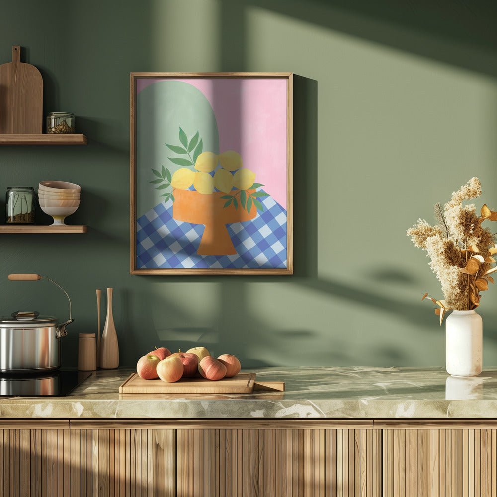 Yellow Lemons with Green Leaves - Stretched Canvas, Poster or Fine Art Print - I Heart Wall Art - Poster Print, Canvas Print or Framed Art Print