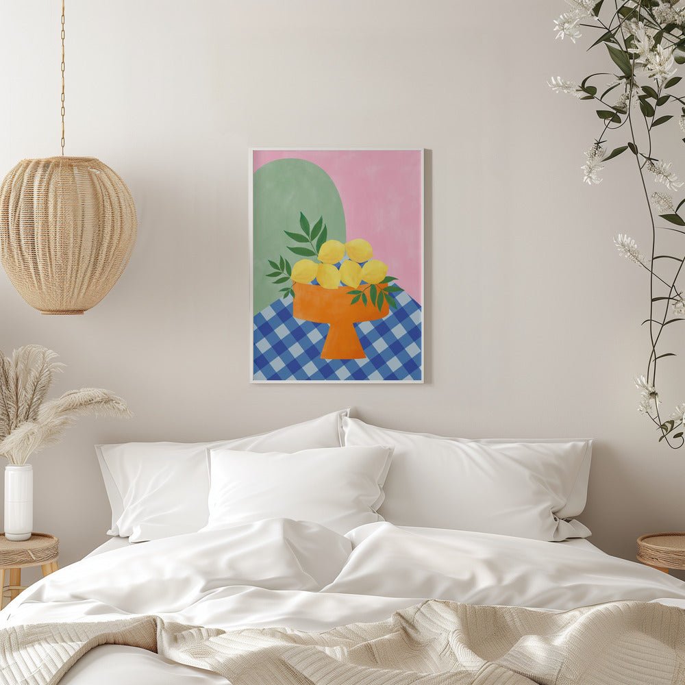 Yellow Lemons with Green Leaves - Stretched Canvas, Poster or Fine Art Print - I Heart Wall Art - Poster Print, Canvas Print or Framed Art Print