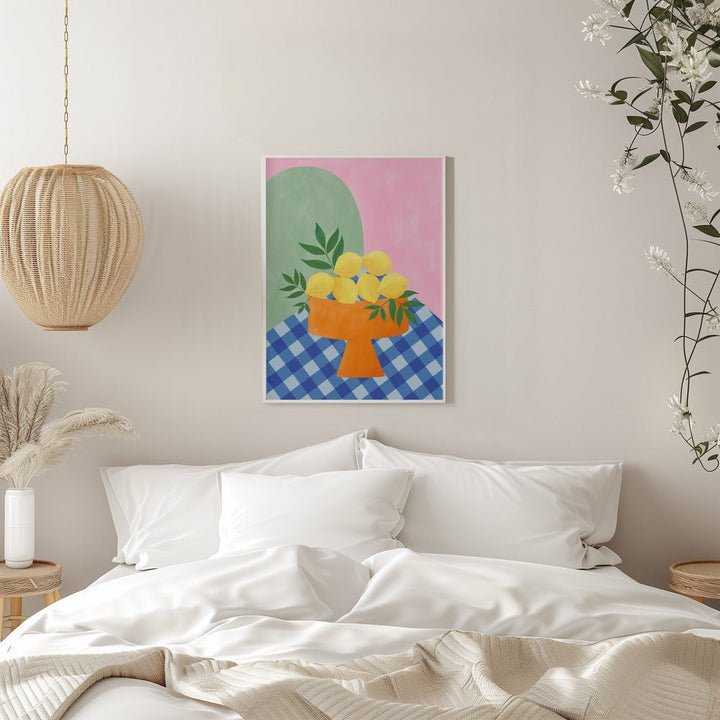 Yellow Lemons with Green Leaves - Stretched Canvas, Poster or Fine Art Print - I Heart Wall Art - Poster Print, Canvas Print or Framed Art Print