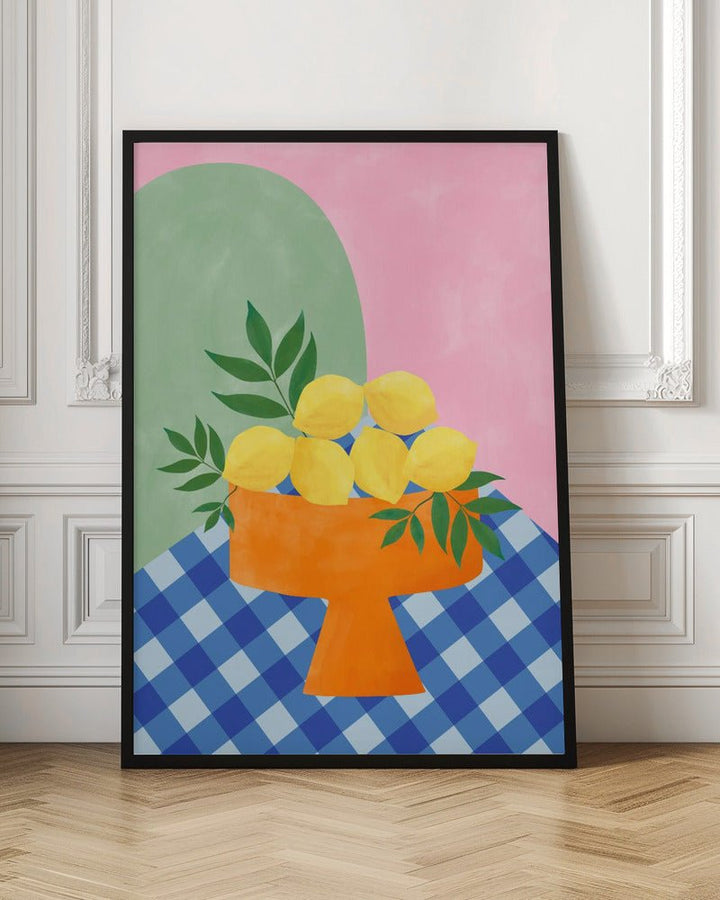 Yellow Lemons with Green Leaves - Stretched Canvas, Poster or Fine Art Print - I Heart Wall Art - Poster Print, Canvas Print or Framed Art Print