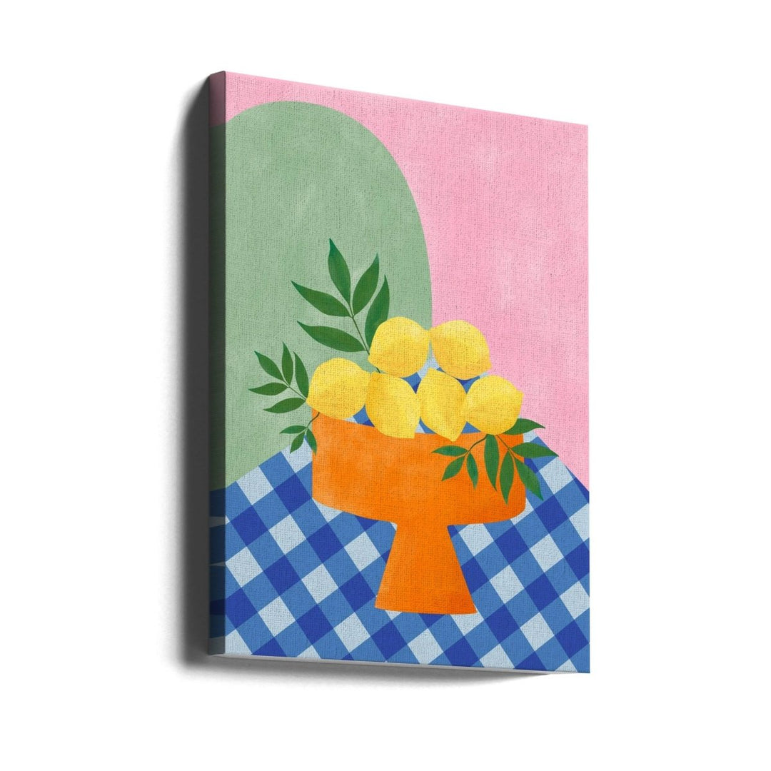 Yellow Lemons with Green Leaves - Stretched Canvas, Poster or Fine Art Print - I Heart Wall Art - Poster Print, Canvas Print or Framed Art Print
