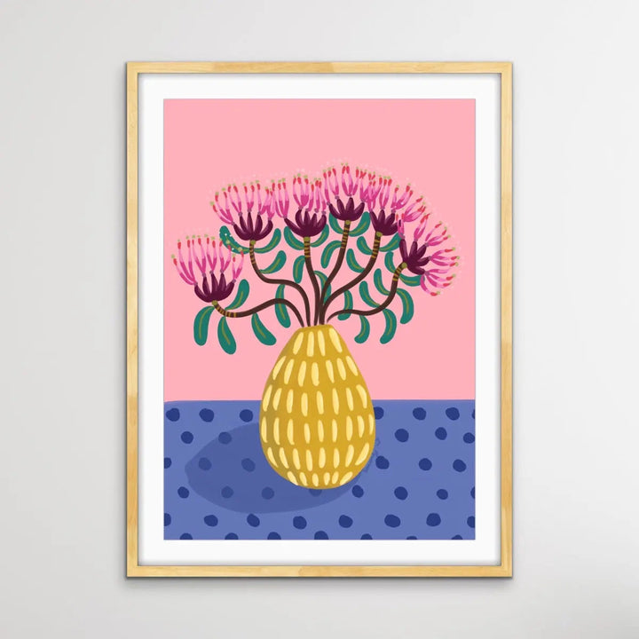 Yellow Mustard Vase By Emma Whitelaw - Australian Flora Canvas or Art Print I Heart Wall Art Australia 