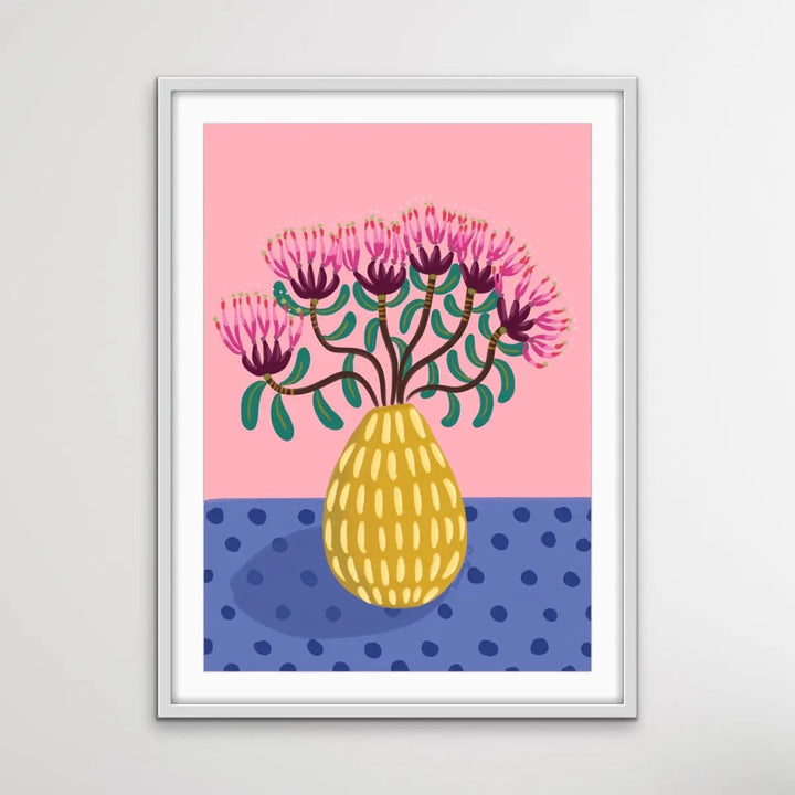Yellow Mustard Vase By Emma Whitelaw - Australian Flora Canvas or Art Print I Heart Wall Art Australia 