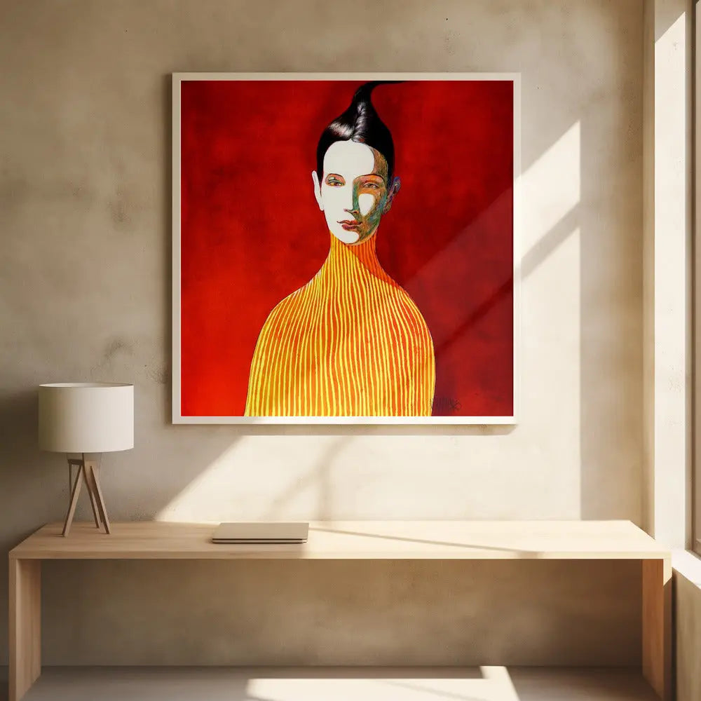 Yellow Turtleneck - Square Stretched Canvas, Poster or Fine Art Print I Heart Wall Art