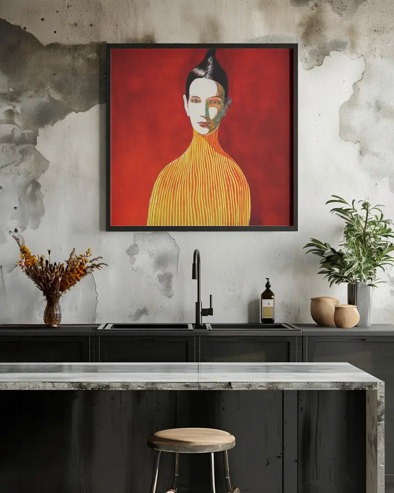 Yellow Turtleneck - Square Stretched Canvas, Poster or Fine Art Print I Heart Wall Art