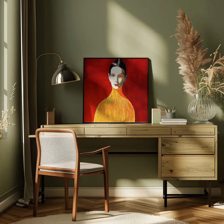 Yellow Turtleneck - Square Stretched Canvas, Poster or Fine Art Print I Heart Wall Art