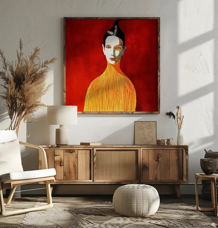 Yellow Turtleneck - Square Stretched Canvas, Poster or Fine Art Print I Heart Wall Art
