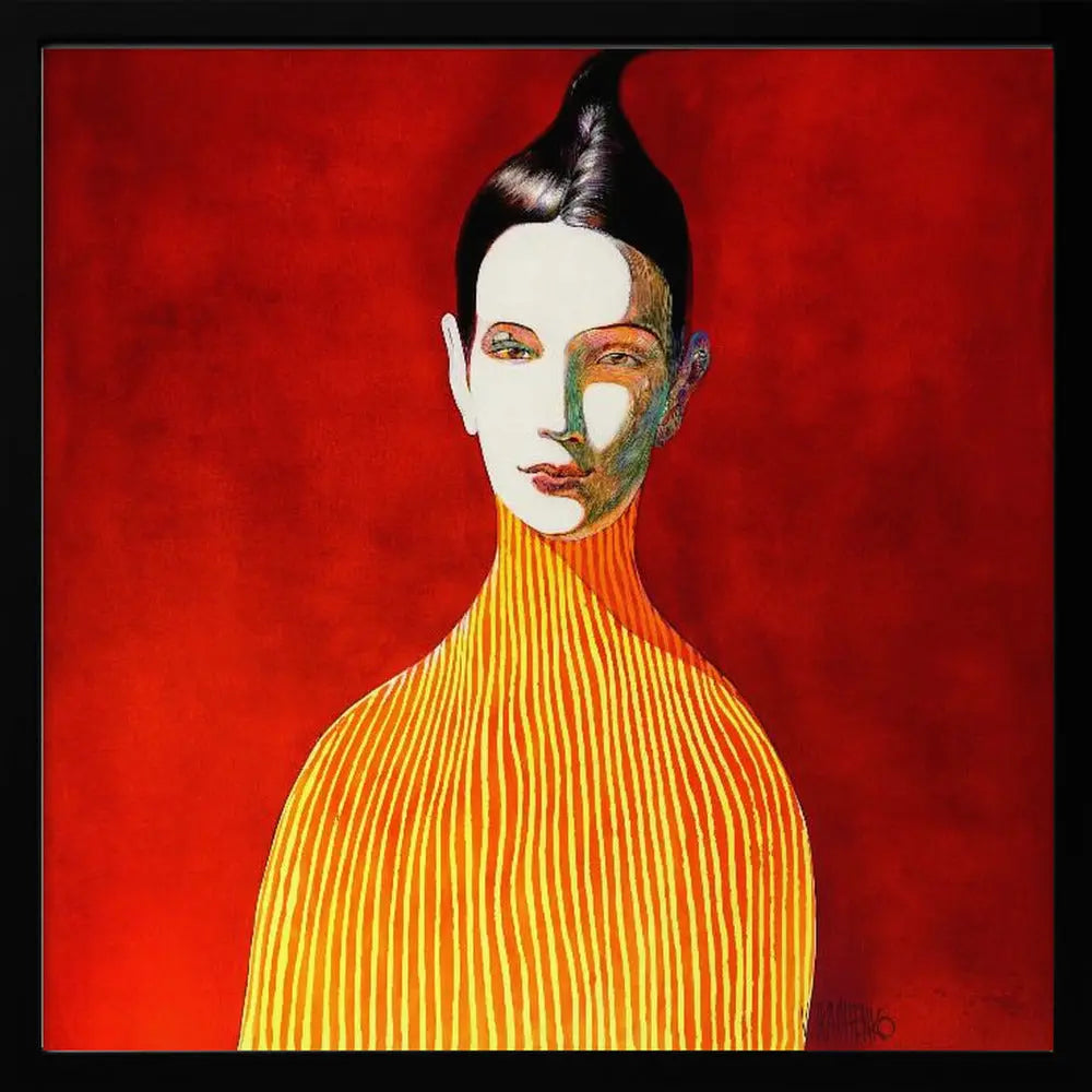 Yellow Turtleneck - Square Stretched Canvas, Poster or Fine Art Print I Heart Wall Art
