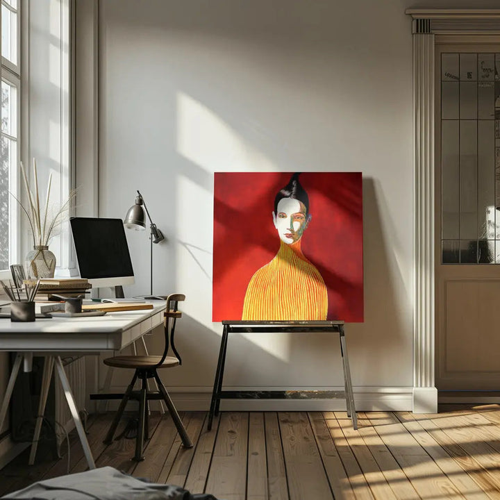 Yellow Turtleneck - Square Stretched Canvas, Poster or Fine Art Print I Heart Wall Art