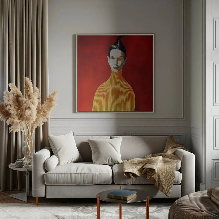 Yellow Turtleneck - Square Stretched Canvas, Poster or Fine Art Print I Heart Wall Art