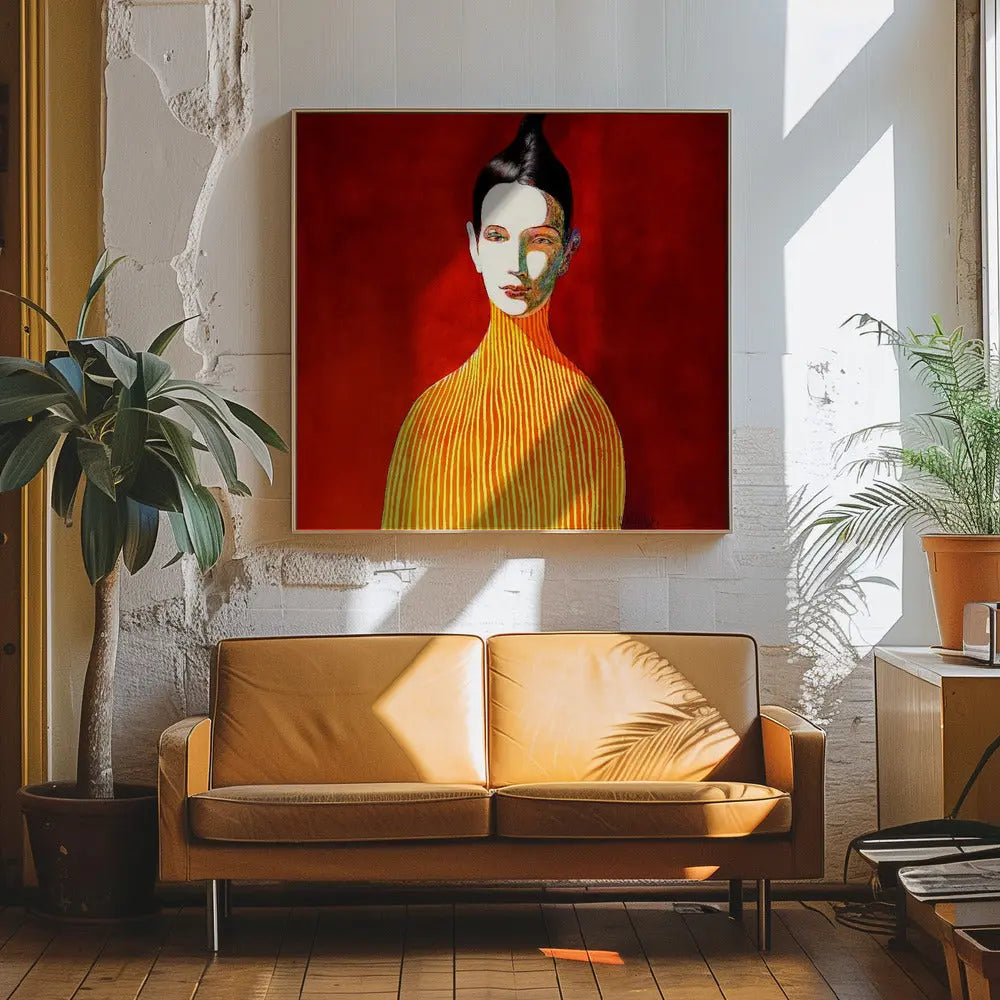 Yellow Turtleneck - Square Stretched Canvas, Poster or Fine Art Print I Heart Wall Art