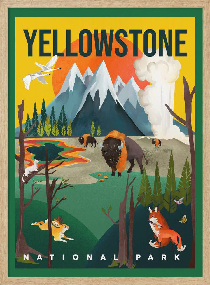 Yellowstone National Park Travel Poster - Stretched Canvas, Poster or Fine Art Print I Heart Wall Art