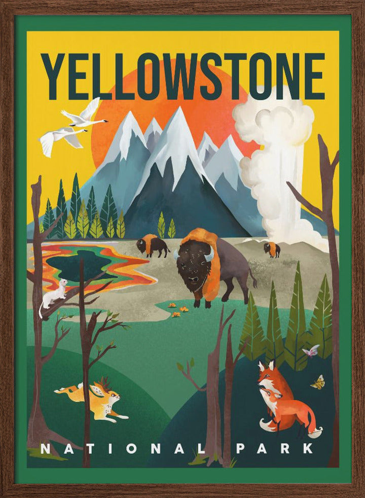 Yellowstone National Park Travel Poster - Stretched Canvas, Poster or Fine Art Print I Heart Wall Art