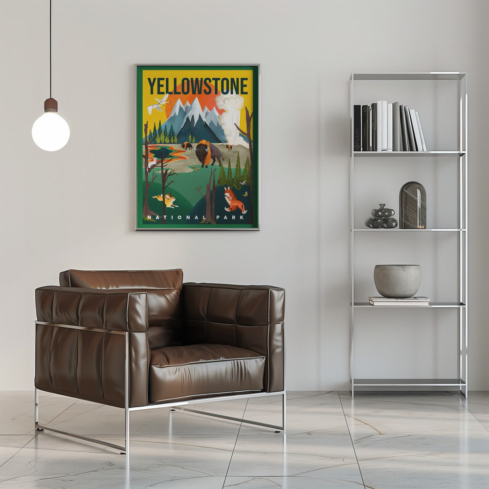 Yellowstone National Park Travel Poster - Stretched Canvas, Poster or Fine Art Print I Heart Wall Art