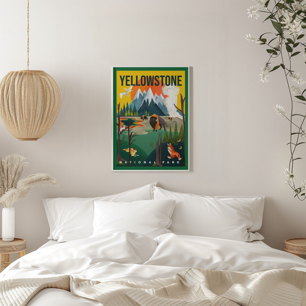 Yellowstone National Park Travel Poster - Stretched Canvas, Poster or Fine Art Print I Heart Wall Art