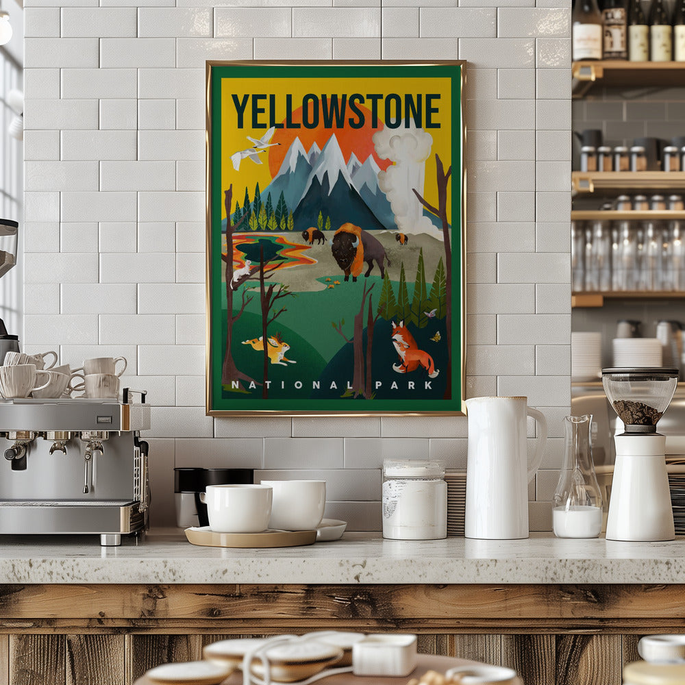 Yellowstone National Park Travel Poster - Stretched Canvas, Poster or Fine Art Print I Heart Wall Art