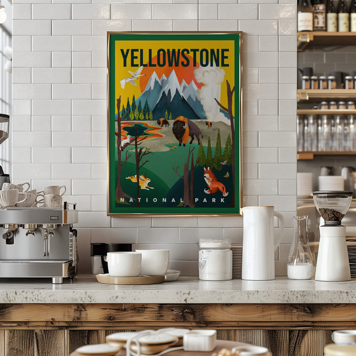 Yellowstone National Park Travel Poster - Stretched Canvas, Poster or Fine Art Print I Heart Wall Art