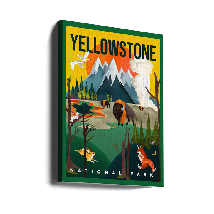 Yellowstone National Park Travel Poster - Stretched Canvas, Poster or Fine Art Print I Heart Wall Art