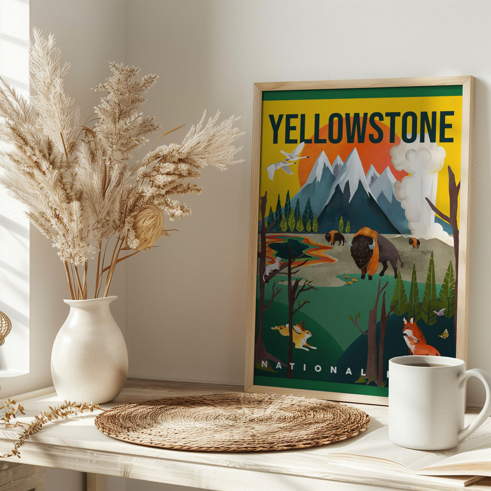 Yellowstone National Park Travel Poster - Stretched Canvas, Poster or Fine Art Print I Heart Wall Art