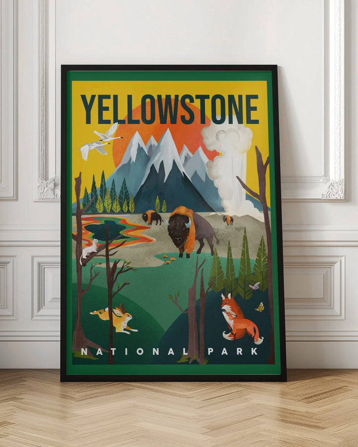 Yellowstone National Park Travel Poster - Stretched Canvas, Poster or Fine Art Print I Heart Wall Art