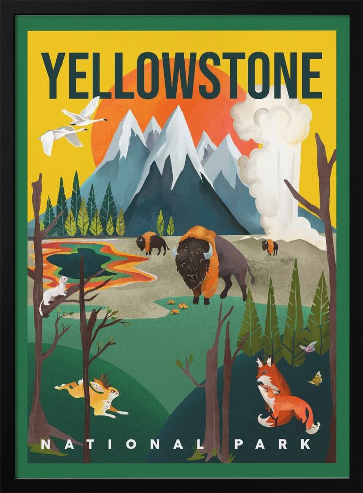 Yellowstone National Park Travel Poster - Stretched Canvas, Poster or Fine Art Print I Heart Wall Art