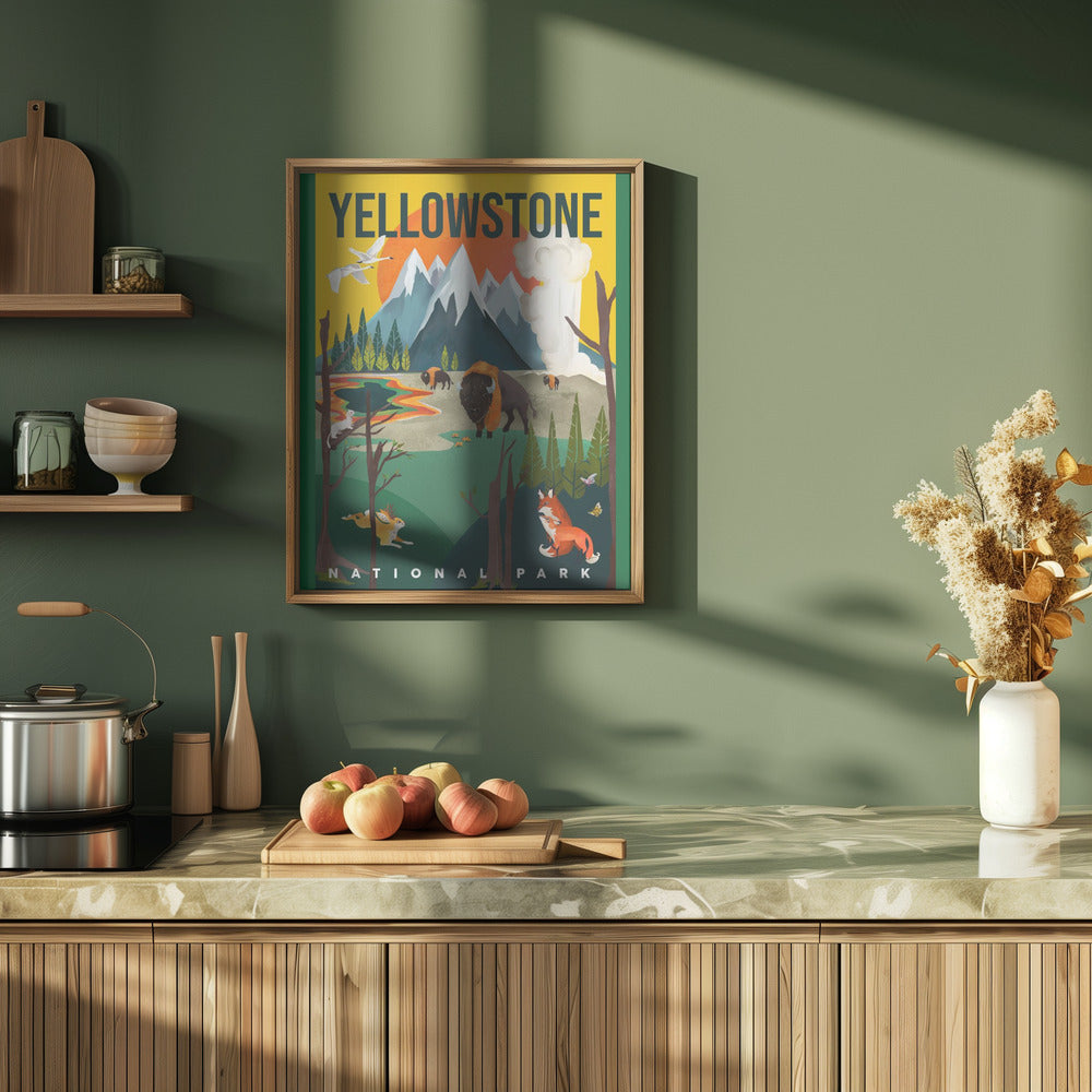 Yellowstone National Park Travel Poster - Stretched Canvas, Poster or Fine Art Print I Heart Wall Art
