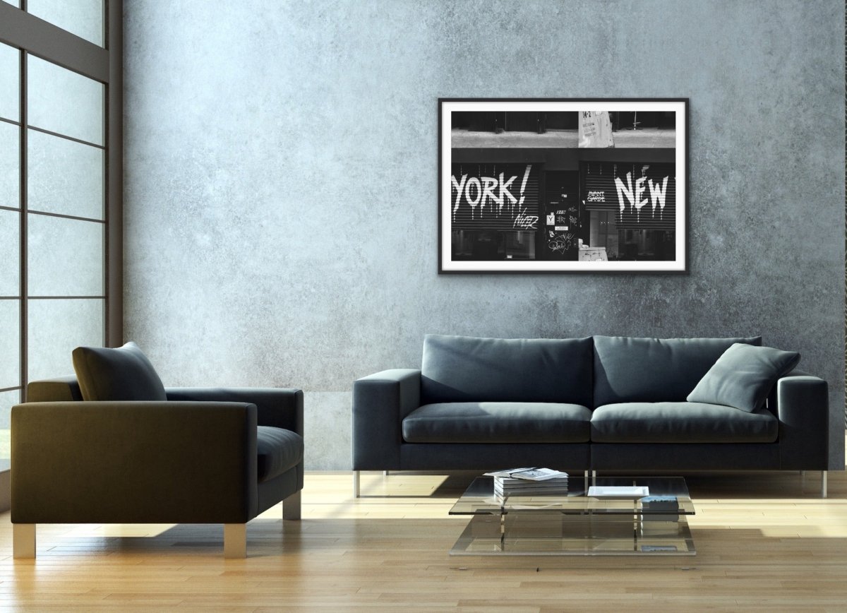 York! New - Black & White, Urban Graffiti Collaged Stretched Canvas or Wall Art Print - I Heart Wall Art - Poster Print, Canvas Print or Framed Art Print