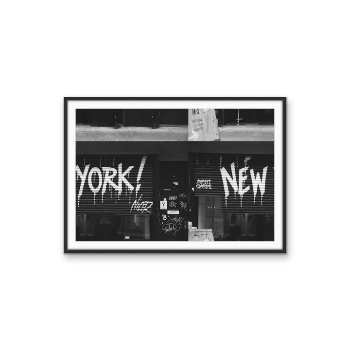 York! New - Black &amp; White, Urban Graffiti Collaged Stretched Canvas or Wall Art Print - I Heart Wall Art - Poster Print, Canvas Print or Framed Art Print