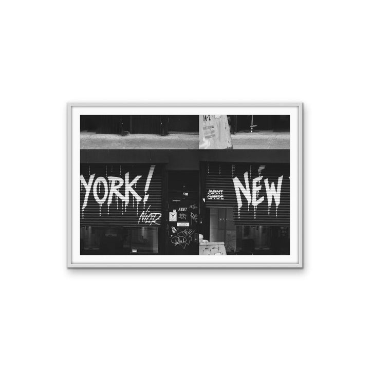 York! New - Black &amp; White, Urban Graffiti Collaged Stretched Canvas or Wall Art Print - I Heart Wall Art - Poster Print, Canvas Print or Framed Art Print