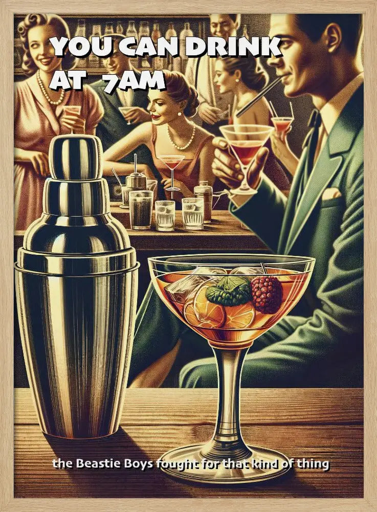 You can drink at 7am - Stretched Canvas, Poster or Fine Art Print I Heart Wall Art