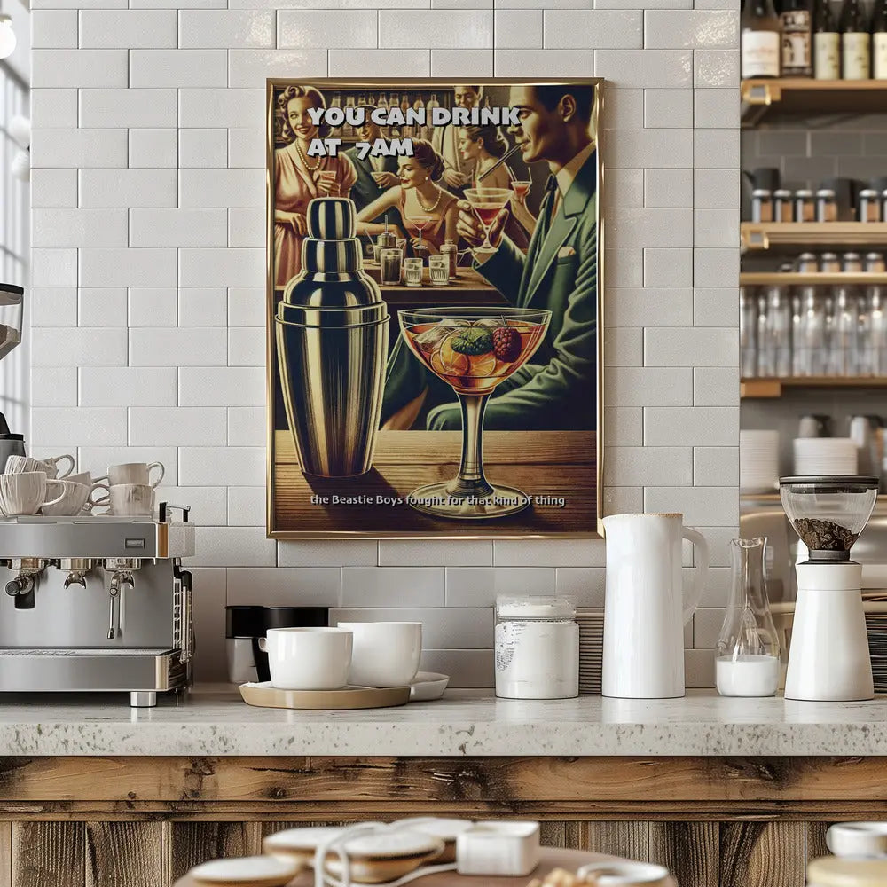 You can drink at 7am - Stretched Canvas, Poster or Fine Art Print I Heart Wall Art