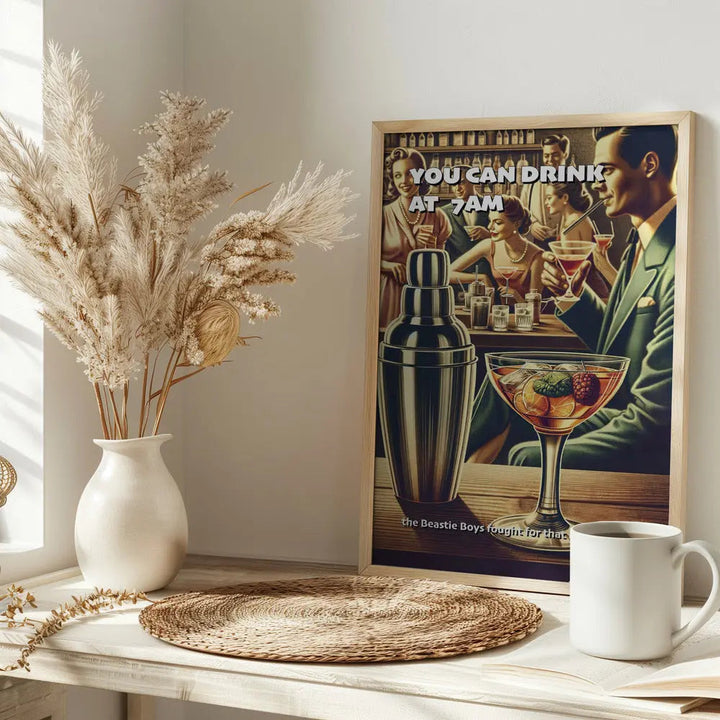 You can drink at 7am - Stretched Canvas, Poster or Fine Art Print I Heart Wall Art
