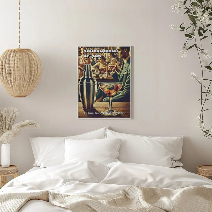 You can drink at 7am - Stretched Canvas, Poster or Fine Art Print I Heart Wall Art