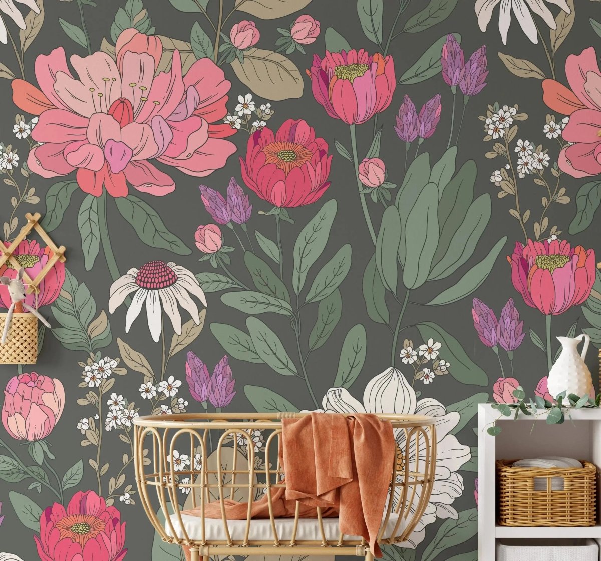 You Do You - Green Floral Vintage Peel and Stick Removable Wallpaper - I Heart Wall Art - Poster Print, Canvas Print or Framed Art Print