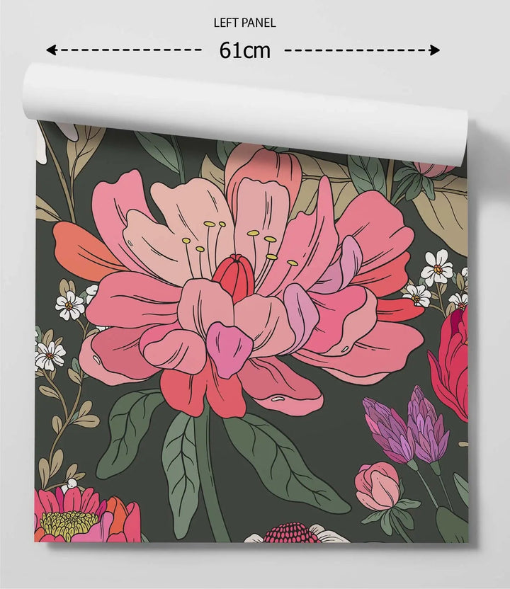 You Do You  - Green Floral Vintage Peel and Stick Removable Wallpaper I Heart Wall Art Australia