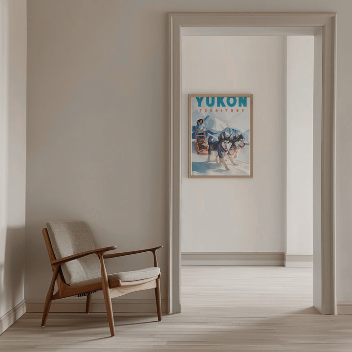 Yukon Territory Dog Sled Travel Poster - Stretched Canvas, Poster or Fine Art Print I Heart Wall Art