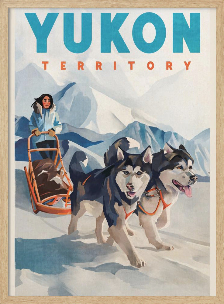 Yukon Territory Dog Sled Travel Poster - Stretched Canvas, Poster or Fine Art Print I Heart Wall Art