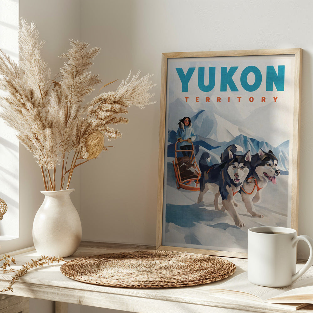 Yukon Territory Dog Sled Travel Poster - Stretched Canvas, Poster or Fine Art Print I Heart Wall Art