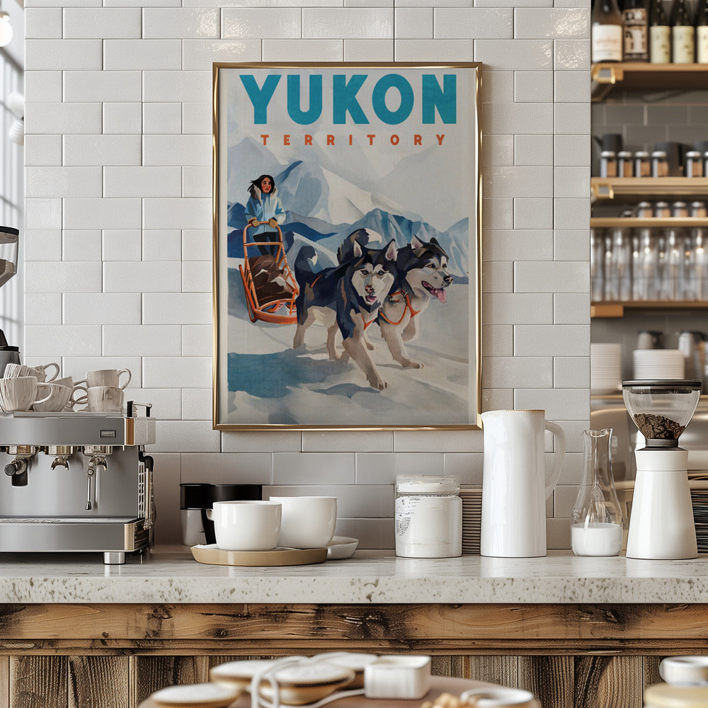 Yukon Territory Dog Sled Travel Poster - Stretched Canvas, Poster or Fine Art Print I Heart Wall Art