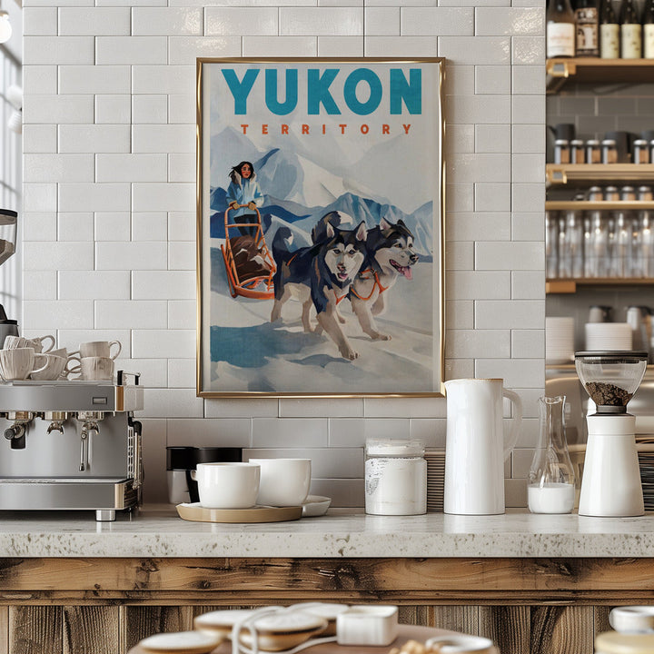 Yukon Territory Dog Sled Travel Poster - Stretched Canvas, Poster or Fine Art Print I Heart Wall Art