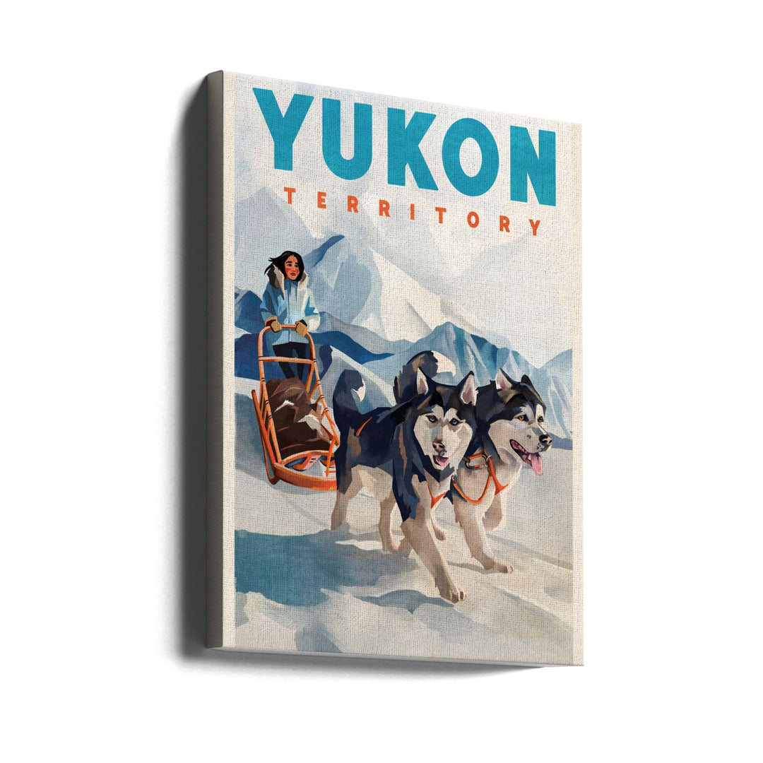 Yukon Territory Dog Sled Travel Poster - Stretched Canvas, Poster or Fine Art Print I Heart Wall Art