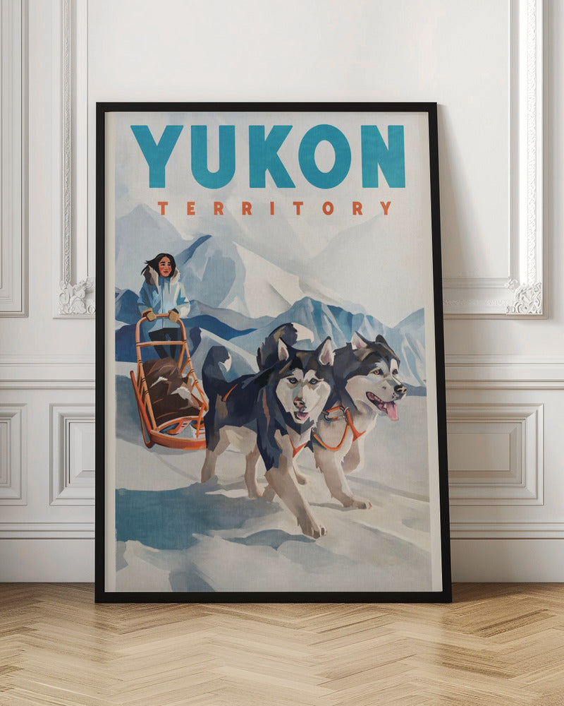 Yukon Territory Dog Sled Travel Poster - Stretched Canvas, Poster or Fine Art Print I Heart Wall Art