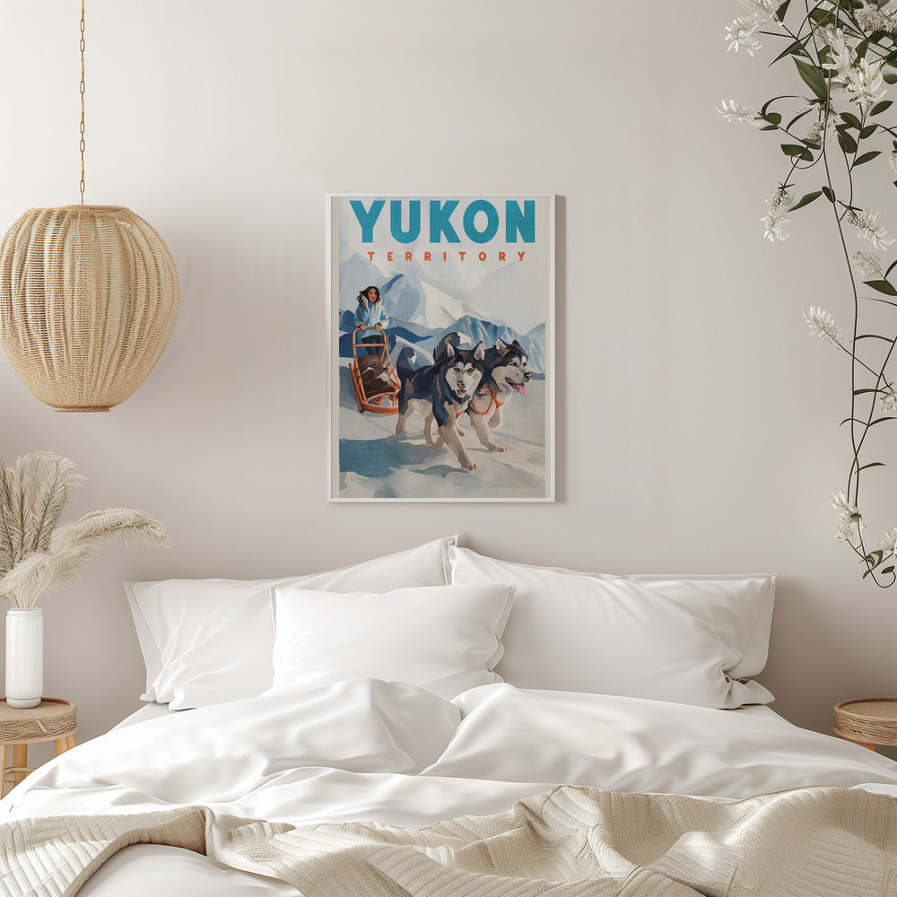 Yukon Territory Dog Sled Travel Poster - Stretched Canvas, Poster or Fine Art Print I Heart Wall Art