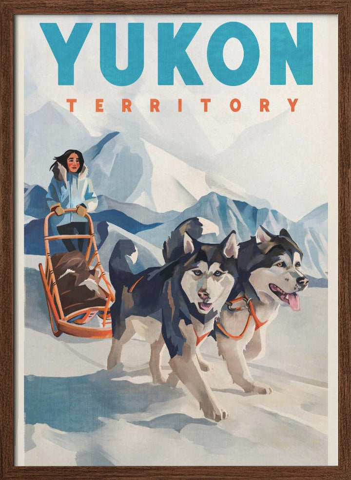 Yukon Territory Dog Sled Travel Poster - Stretched Canvas, Poster or Fine Art Print I Heart Wall Art