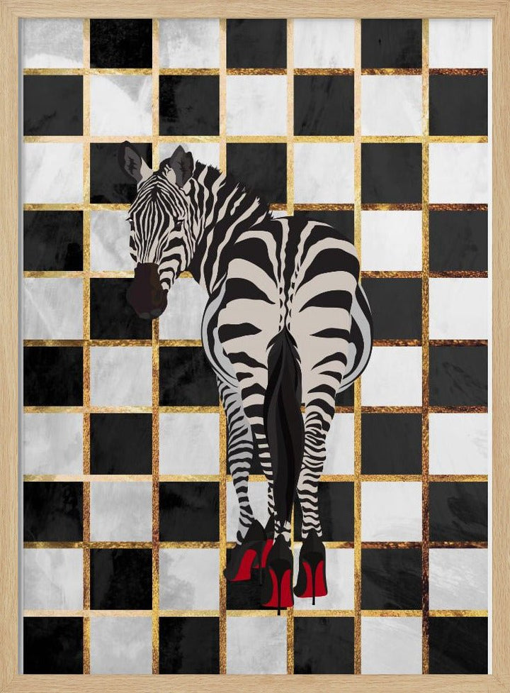 Zebra Heels Checkerboard - Stretched Canvas, Poster or Fine Art Print - I Heart Wall Art - Poster Print, Canvas Print or Framed Art Print