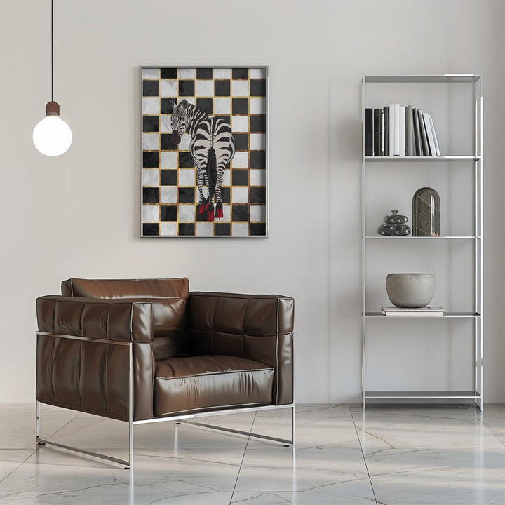 Zebra Heels Checkerboard - Stretched Canvas, Poster or Fine Art Print - I Heart Wall Art - Poster Print, Canvas Print or Framed Art Print
