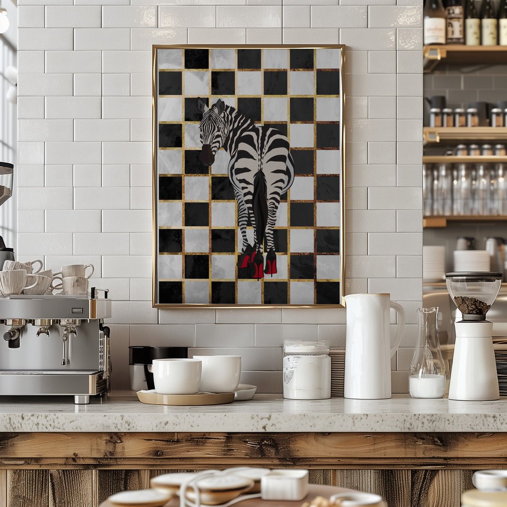 Zebra Heels Checkerboard - Stretched Canvas, Poster or Fine Art Print - I Heart Wall Art - Poster Print, Canvas Print or Framed Art Print
