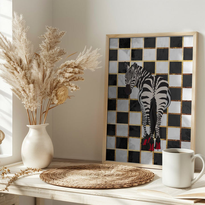 Zebra Heels Checkerboard - Stretched Canvas, Poster or Fine Art Print - I Heart Wall Art - Poster Print, Canvas Print or Framed Art Print