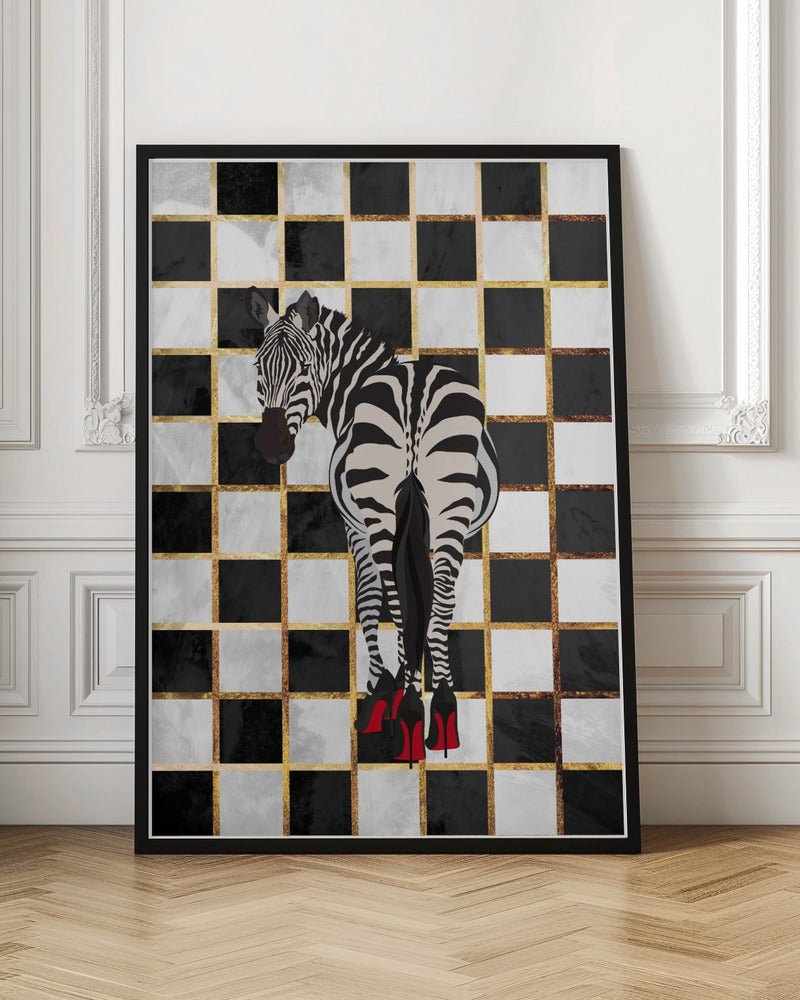 Zebra Heels Checkerboard - Stretched Canvas, Poster or Fine Art Print - I Heart Wall Art - Poster Print, Canvas Print or Framed Art Print