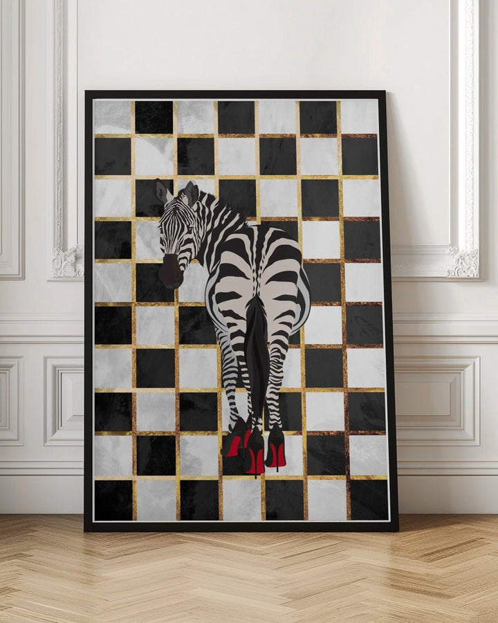 Zebra Heels Checkerboard - Stretched Canvas, Poster or Fine Art Print - I Heart Wall Art - Poster Print, Canvas Print or Framed Art Print